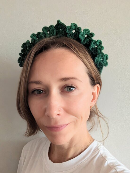 Handmade Accessories - Hand Crochet 3D Floral Crown Headband Kelly Green Artisan